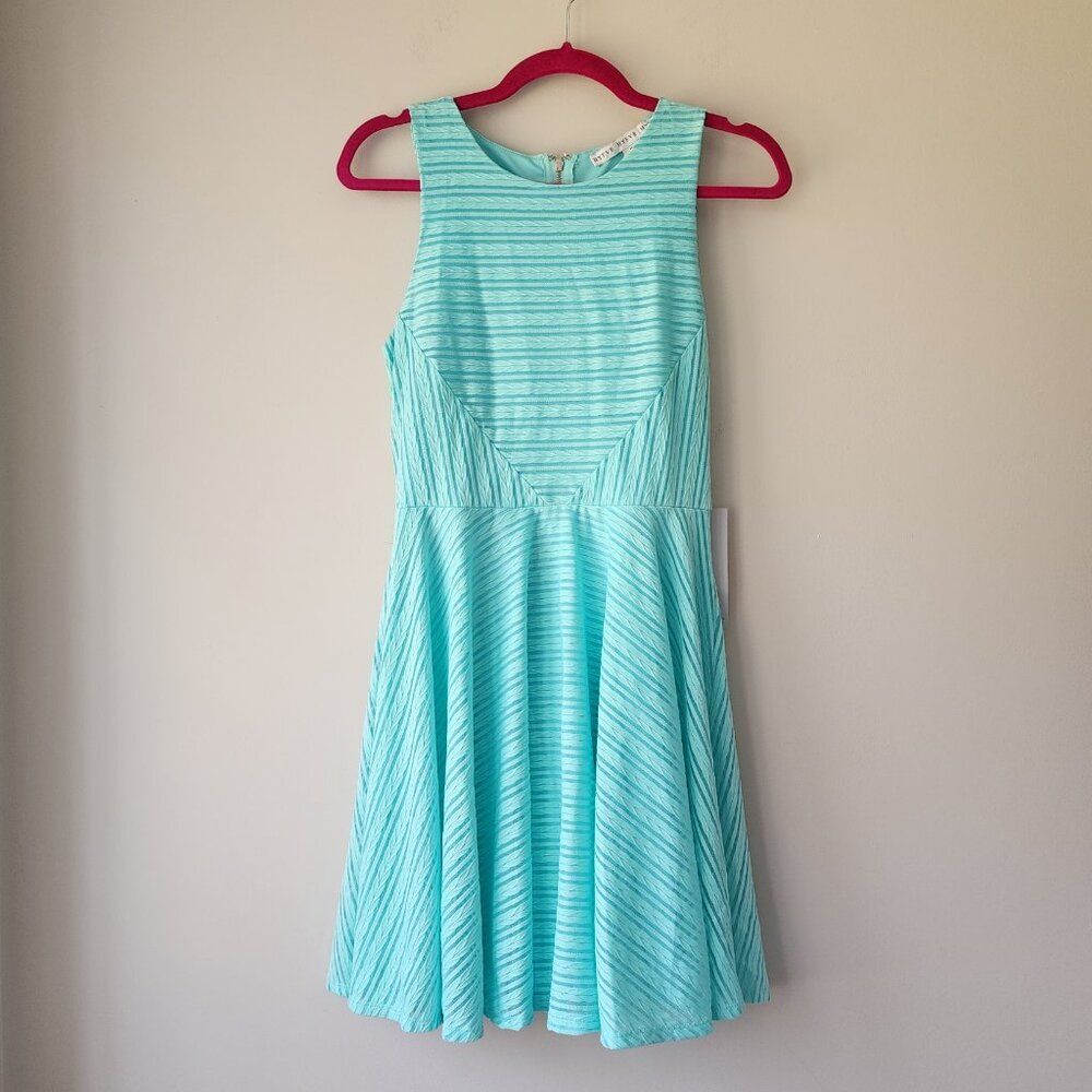 HYFVE Aqua Blue A-Line Dress | Medium | Sleeveless Lined Crew Neck NWT